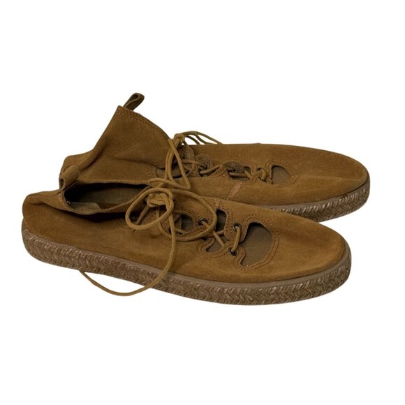 Ippon Vintage Brown Suede Lace Up Espadrilles Flats Size 38 - Picture 4 of 11